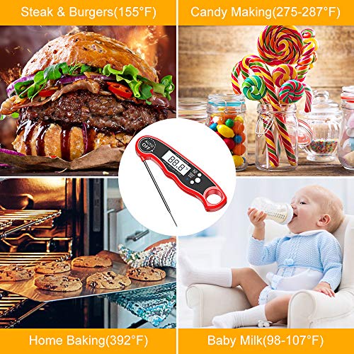 Cocoda Termometro Digital de Cocina, Termómetro Carne de Lectura Instantánea de 2S con 4.7'' Sonda Larga, Pantalla LCD Retroiluminada, IPX6 Impermeable, Termometro Horno para BBQ, Comida