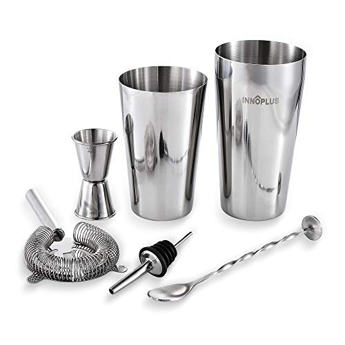 Coctelera, Cocktail Kit, Coctelera Profesional de 6 Pezzi, Coctelera Para Cocteles de Acero Inoxidable, Gin Tonic Kit Cocteleria Set, Coctelera Boston Juego de Regalo Completo, Cocktail Shaker Set