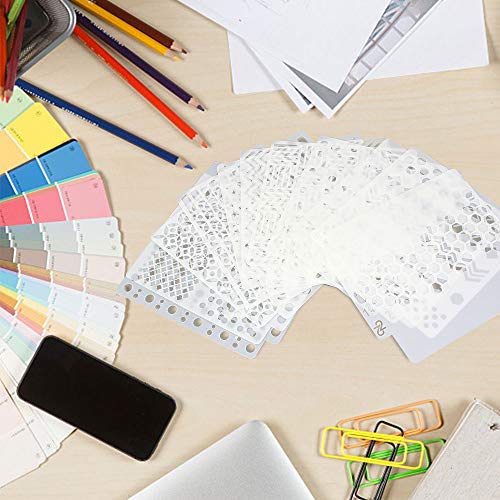 CODIRATO 11 PCS Plantilla para Diario Diseño Geométrico, Plástico Dibujo Pintura Reutilizables Plantillas DIY para Álbum de Recortes, Diario, Escritura, Creaciones Artesanales (14 * 13 cm)