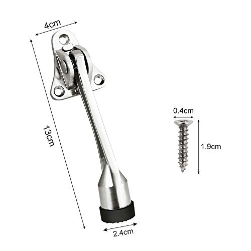 CODIRATO 2 PCS Pedal Tope Puerta con 6 Tornillos, Tope de Puerta de Acero Inoxidable Mantenga la Puerta Abierta Tapón de la Puerta para Puertas de Garaje, Oficina, Hogar (Plateado)