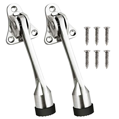 CODIRATO 2 PCS Pedal Tope Puerta con 6 Tornillos, Tope de Puerta de Acero Inoxidable Mantenga la Puerta Abierta Tapón de la Puerta para Puertas de Garaje, Oficina, Hogar (Plateado)