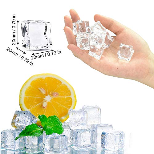 CODIRATO 60 PCS Cubitos de Hielo de Acrílico, Falsos Cubos Transparentes Hielo Artificial Cubitos de Hielo Falsos para la Decoración del Hogar Bodas Jarrones Fotográficos (20 * 20 mm)