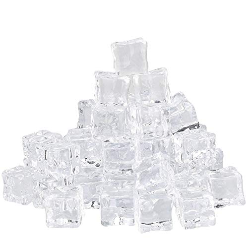 CODIRATO 60 PCS Cubitos de Hielo de Acrílico, Falsos Cubos Transparentes Hielo Artificial Cubitos de Hielo Falsos para la Decoración del Hogar Bodas Jarrones Fotográficos (20 * 20 mm)