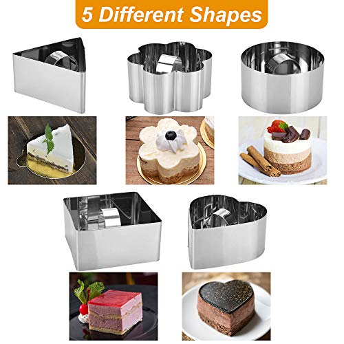 CODIRATO Anillos de Acero Inoxidable para Tartas, Mousse Molde con 1 Rascador de Plástico Círculo Pastel Molde para Hacer Ensaladas, Pasteles, Mousses y Postres