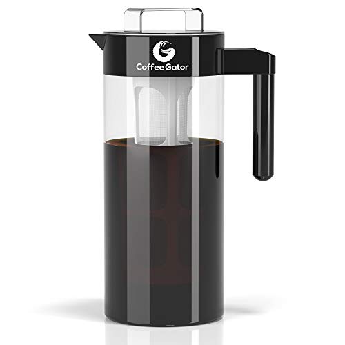 Coffee Gator Cafetera de Émbolo para Preparar Café en Frío Máquina Manual Cold-Brew para Conseguir un Café de Filtro Intenso y Aromático — Incluye Cuchara de Medición y Embudo