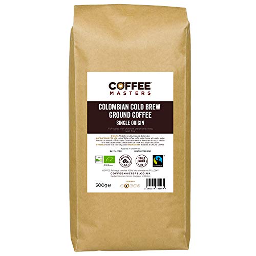 Coffee Masters Cold Brew Café Molido 500 g - Café Orgánico Colombiano de Comercio Justo - Nuevo