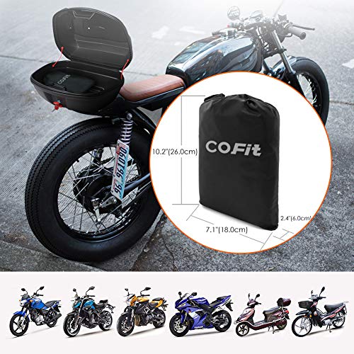 COFIT Funda para Moto, Cubierta de Motoa Impermeable, Anti Viento Polvo UV Lluvia Humedad Protector con Agujeros de Bloqueo - XXL