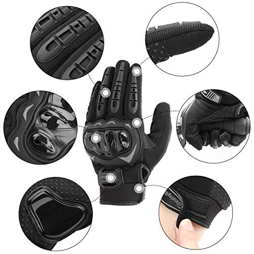 COFIT Guantes de Motos, Guantes de Pantalla Táctil Full Touch para Carreras de Motos, MTB, Escalada, Senderismo y Otros Deportes al Aire Libre - Negro M