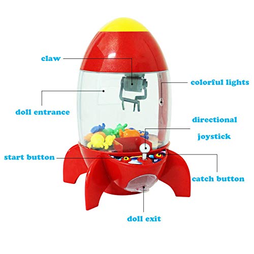 Cohete Candy Collector Desktop de fichas Mini Kids Candy Machine Kids Doll Claw Toy Arcade