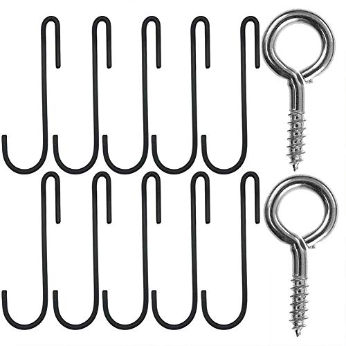 coil.c Estantes para Ollas de Cocina, Estante Industrial para Ollas, Estante Colgante para Ollas de Cocina en Acero Inoxidable, con 10 Ganchos En S, Negro