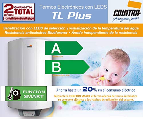 Cointra TL Plus 100 - Hervidor de Agua Vertical, Eléctrico, Blanco