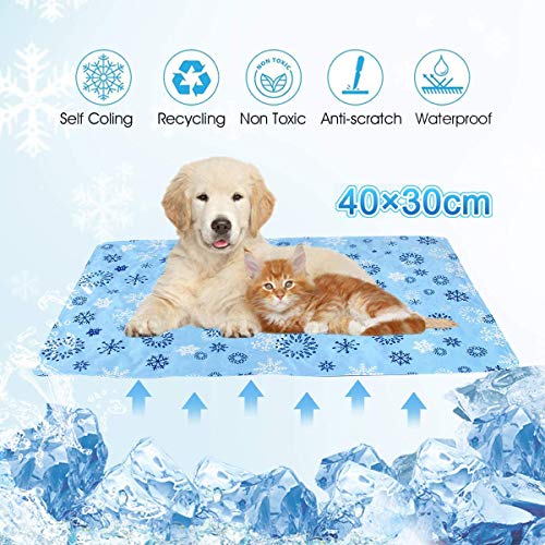 Cojín de enfriamiento para dormir,almohadilla de hielo,para perros y gatos,almohadilla de refrigeración para cama fría,almohadilla de disipación de calor para asientos de coche,Copo de nieve30x40cm