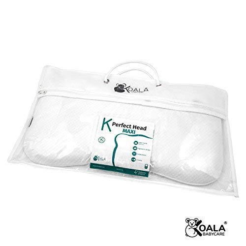 Cojín Ortopédico para bebe 0-36 Meses Plagiocefalia desenfundable por la cama (con dos cobertores) para prevenir y curar la Cabeza plana in Memory Foam Antiasfixia - KoalaBabycare® - Blanco - Maxi