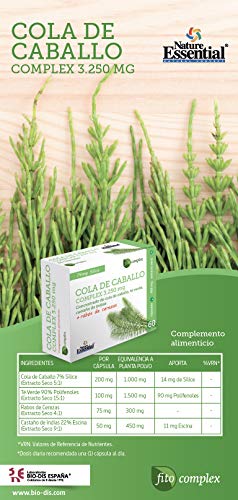 Cola de caballo Complex 3.250 mg, 60 cápsulas, con té verde, rabos de cereza y castaño de indias.