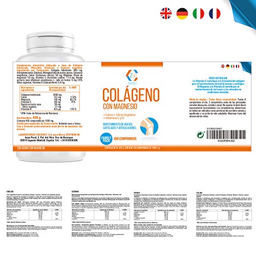 Colágeno hidrolizado con calcio para huesos y articulaciones – Colágeno con vitamina C y vitamina D para ayudar a la energía del día a día - 900 comprimidos