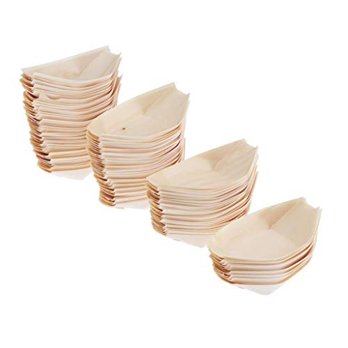 Colcolo 100 Piezas De Madera De Pino, Barco, Bandeja De Comida, Plato, Ensalada, Plato De Sushi, Plato De Catering - tal como se describe, 170x85mm