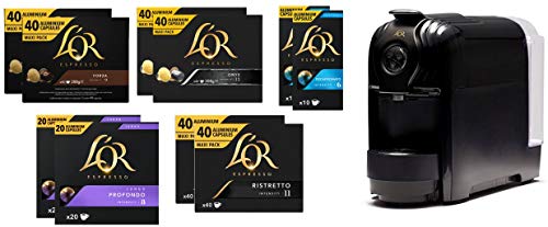 Colección de cafés L'OR Espresso + Máquina Gratis - 300 cápsulas de café de aluminio compatibles con Nespresso(R) + 1 Máquina de café gratis