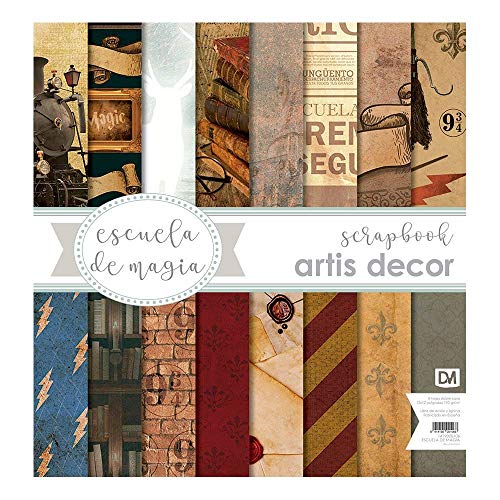 COLECCIÓN PAPEL SCRAP"ESCUELA DE MAGIA" 8 HOJAS