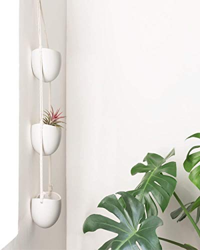 Colgantes de cerámica Planter 3 Nivel suculento de Ollas Cubierta Holder Pared Planta de Hierbas o Plantas vivas Aire Faux Modernas Plantas de jardín Vertical