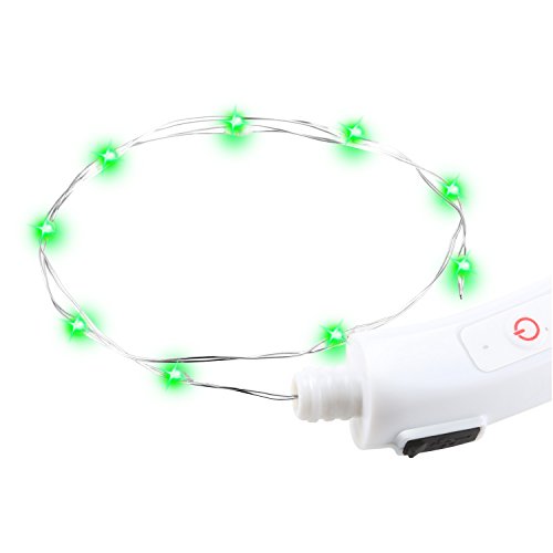 Collar para Perros, Collar de Seguridad para Perros, Rymall collar adiestramiento USB ajustable recargable impermeable LED parpadea luz Collar del animal doméstico, Verde