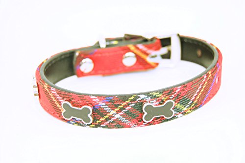 Collar pequeño de piel para perros Pet Palace® con diseño de tela escocesa, color azul, para «perrito escocés», para perros orgullosos de su patrimonio