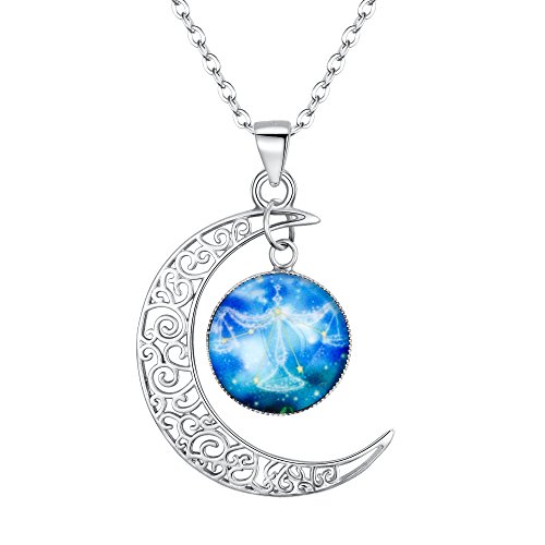 Collares Mujer - Serie de Constelación Clearine Forma Luna"Escorpio" Plata 925 para Novia Boda Fiesta Regalo