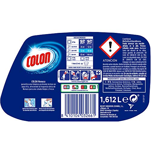 Colon Nenuco - Detergente para lavadora, adecuado para ropa blanca y de color, formato gel - pack de 5, hasta 155 dosis