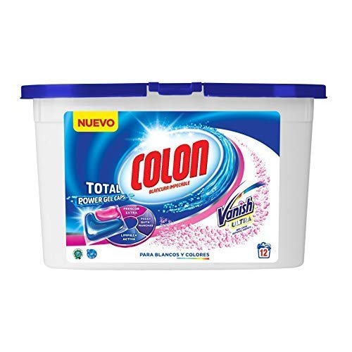 Colon Total Power Gel Caps Vanish - Detergente para Lavadora con agentes quitamanchas, Formato Cápsulas - 12 dosis