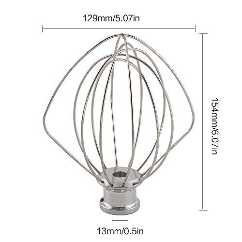 COLOR TREE Batidor de Alambre de Acero Inoxidable con Cabezal inclinable para KitchenAid K45WW KSM15, KSM110, KSM103, KSM75, KN15, K45, KSM90