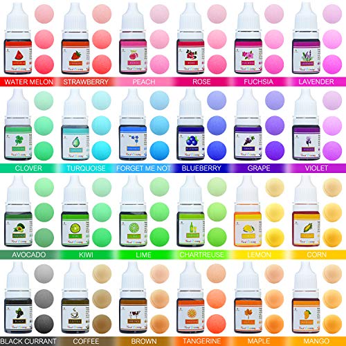 Colorante Alimentario 24 Colore - Colorante Alimenticio Líquido Concentrado para Pastel Hornear, Decorar, Glasear y Cocinar - Tintes Alimentarios para Alimentos, Limo, Manualidades DIY - 6ml Cada Uno