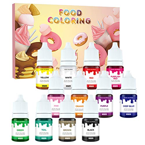 Colorante Alimentario liquido set, Wayin 6ML Colorante Alta Concentración Para los Bebidas Reposteria Pasteles Galletas Macaron Fondant Colorear (12pcs)