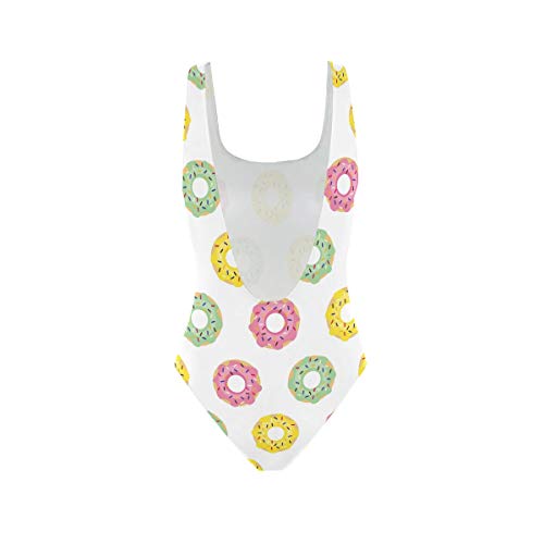 Colorido Donuts Alimentos Traje de Baño para Mujeres Niña Una Pieza Traje De Baño Control De La Tummy Backless Traje De Baño Tankini Bikini Multicolor multicolor L