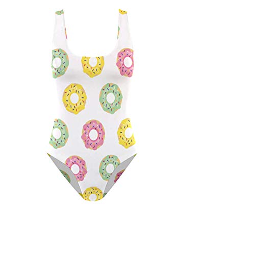 Colorido Donuts Alimentos Traje de Baño para Mujeres Niña Una Pieza Traje De Baño Control De La Tummy Backless Traje De Baño Tankini Bikini Multicolor multicolor L