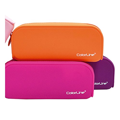 Colorline 58111 - Portatodo de Silicona con Tacto Ultra Soft de Alta Resistencia, Estuche Multiuso para Viaje, Material Escolar, Neceser y Accesorios. Color Morado, Medidas 18 x 7 x 5 cm