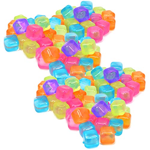 com-four® 120x Cubitos de Hielo Reutilizables en Colores Diferentes - Cubos Coloridos de Hielo en Diseño de Frutas para Enfriar Bebidas (120 piezas - dados)