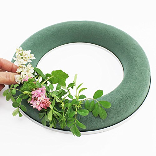 com-four® 1x Compuesto para macetas para arreglos Florales en Forma de Anillo - Espuma Floral para Flores Frescas - Esponja para Hacer Manualidades para Bodas, Pascua y cumpleaños