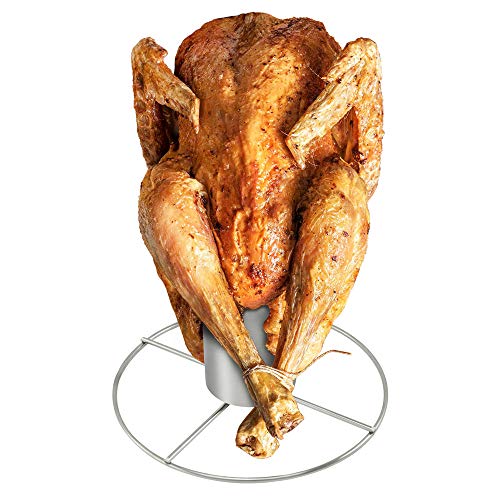 com-four® 2 pollo asado de acero inoxidable, asador Soporte para aves para cocinar pollo entero (02 piezas)