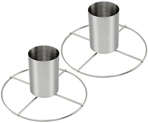 com-four® 2 pollo asado de acero inoxidable, asador Soporte para aves para cocinar pollo entero (02 piezas)