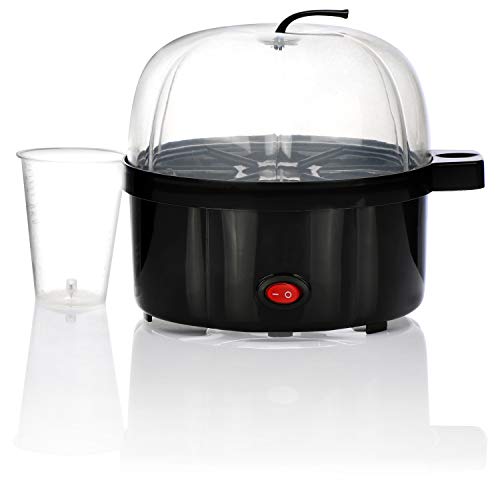 com-four® 350 W Cocina de Huevos, Cocina de 7 Huevos, Huevos infinitamente Duros o Blandos, Cocina de Huevos eléctrica para Solteros y familias