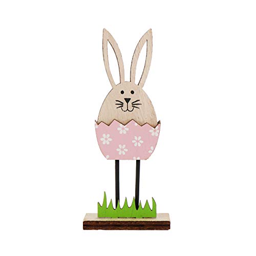 com-four® 4X Estela Decoración de Pascua de Madera - Conejitos de Pascua en el Huevo de Pascua para Estar de pie - Estela Decorativa [la selección varía] (04 Piezas - Estela - Conejo en el Huevo)