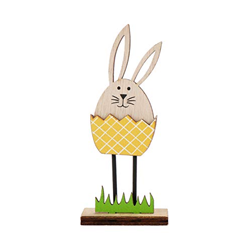 com-four® 4X Estela Decoración de Pascua de Madera - Conejitos de Pascua en el Huevo de Pascua para Estar de pie - Estela Decorativa [la selección varía] (04 Piezas - Estela - Conejo en el Huevo)