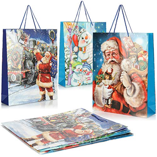 com-four® 6X Bolsas de Regalo para Navidad, Papá Noel y Adviento - Bolsas de Regalo XXL con Motivos navideños - Bolsas de Regalo