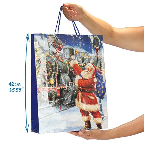 com-four® 6X Bolsas de Regalo para Navidad, Papá Noel y Adviento - Bolsas de Regalo XXL con Motivos navideños - Bolsas de Regalo