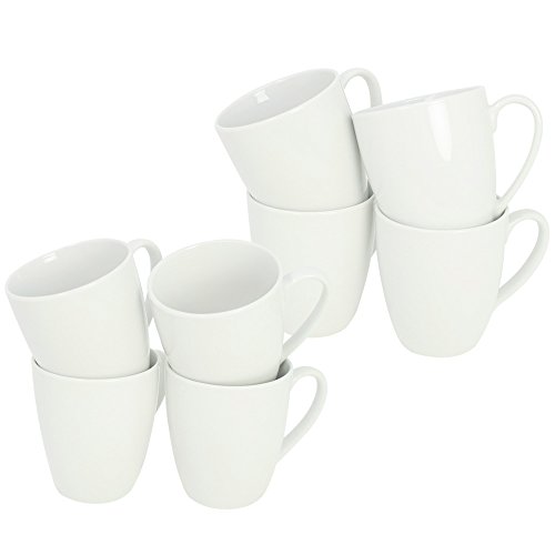 com-four® 8x Tazas de Café de Porcelana - Taza de Desayuno también para Té y Vino Caliente - Taza de Café en Diseño Atemporal - 300 ml por Taza