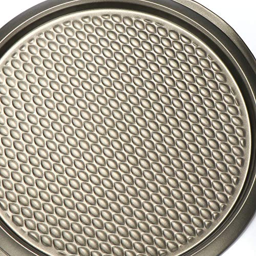 COM-FOUR® Bandeja para pizza de acero al carbono con asa - placa para pizza con revestimiento antiadherente - bandeja para hornear redonda para pizza - Ø 34,5 cm