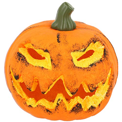 com-four® Calabaza con iluminación LED - Linterna para Halloween y otoño - Calabaza Deco con una Cara aterradora (001 Piezas - Calabaza 16 cm)