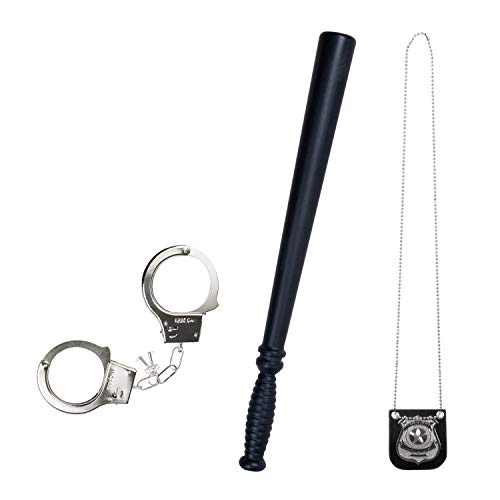 com-four® Conjunto de Accesorios de Vestuario de 3 Piezas Police - Atuendo y Accesorio Ideal para Carnaval, Halloween, cumpleaños, Fiestas temáticas (03 Piezas - policía Set 3)