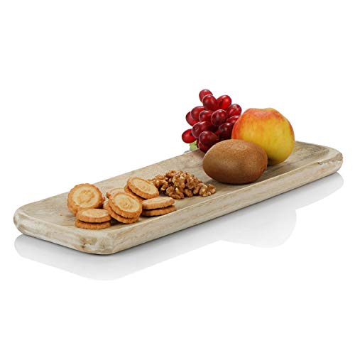 com-four® Cuenco Decorativo de Madera - Bandeja de Madera para la decoración de la habitación - Cuenco Cuadrado de Madera para Frutas y Aperitivos (01 Pieza - 40x15cm)