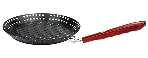 com-four® Grill Pan para Barbacoa con Mango de Madera extraíble, para freír en la Parrilla, como Plato de Parrilla o Plato de Parrilla