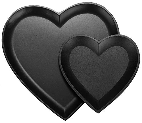 com-four® Juego de 2 Piezas de Cuencos Decorativos corazón, Cuenco de Madera Negro Mate en Forma de corazón, Bolsillo vacío como Cuenco de Almacenamiento para Llaves (02 Cuencos - corazón - Negro)